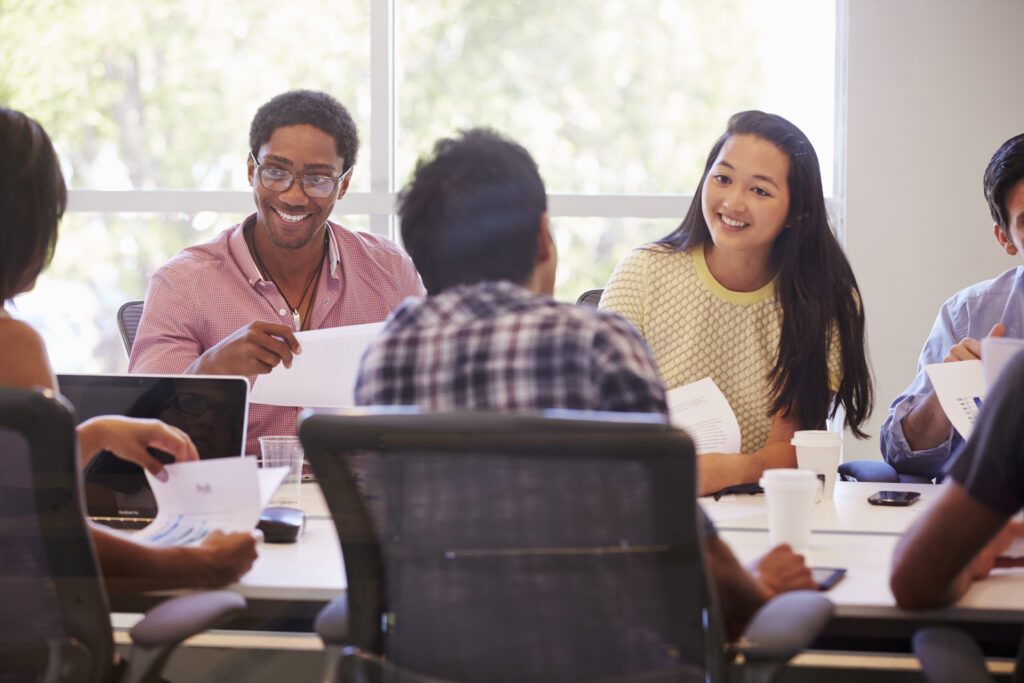 A group of people creating a career development plan