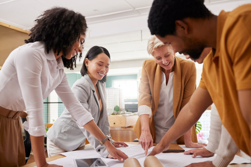 A group of people knowing the importance of collaboration